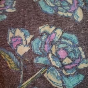 LulaRoe XL Irma Gray Backround Blue/Purple Roses